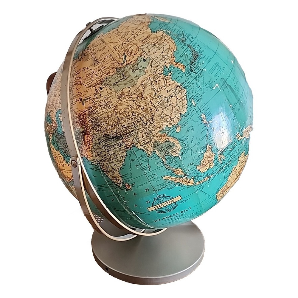Vintage Globe 16 Inch Executive Weber Costello Hy-Press Bilt Political Turquoise